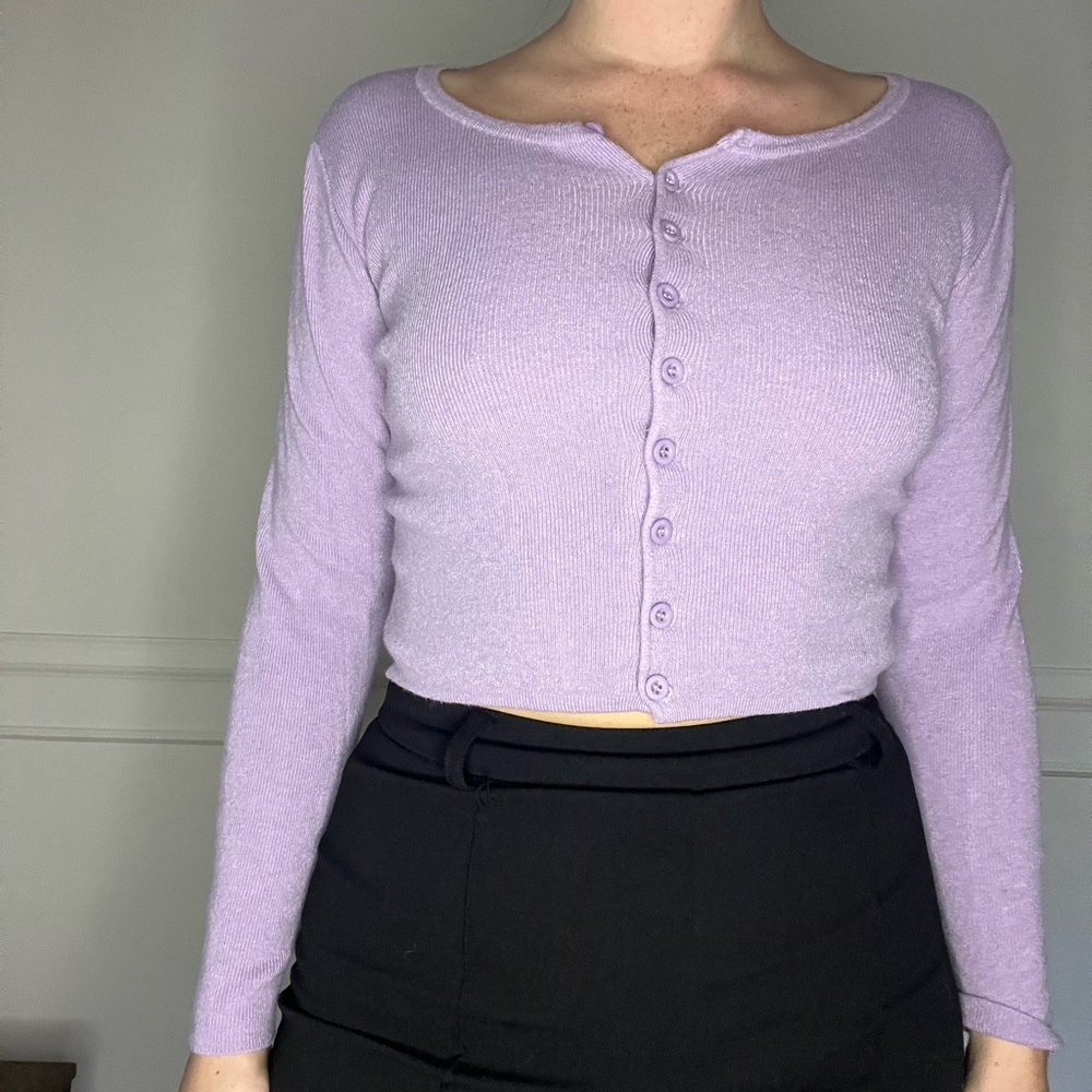 Purple Button-Up Sweater